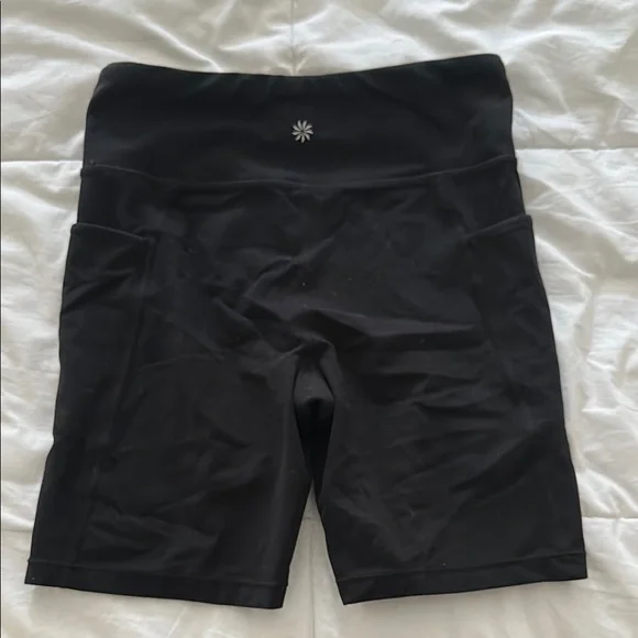 Athleta Black Bike Shorts High-Waisted Compression - Picture 2 of 3